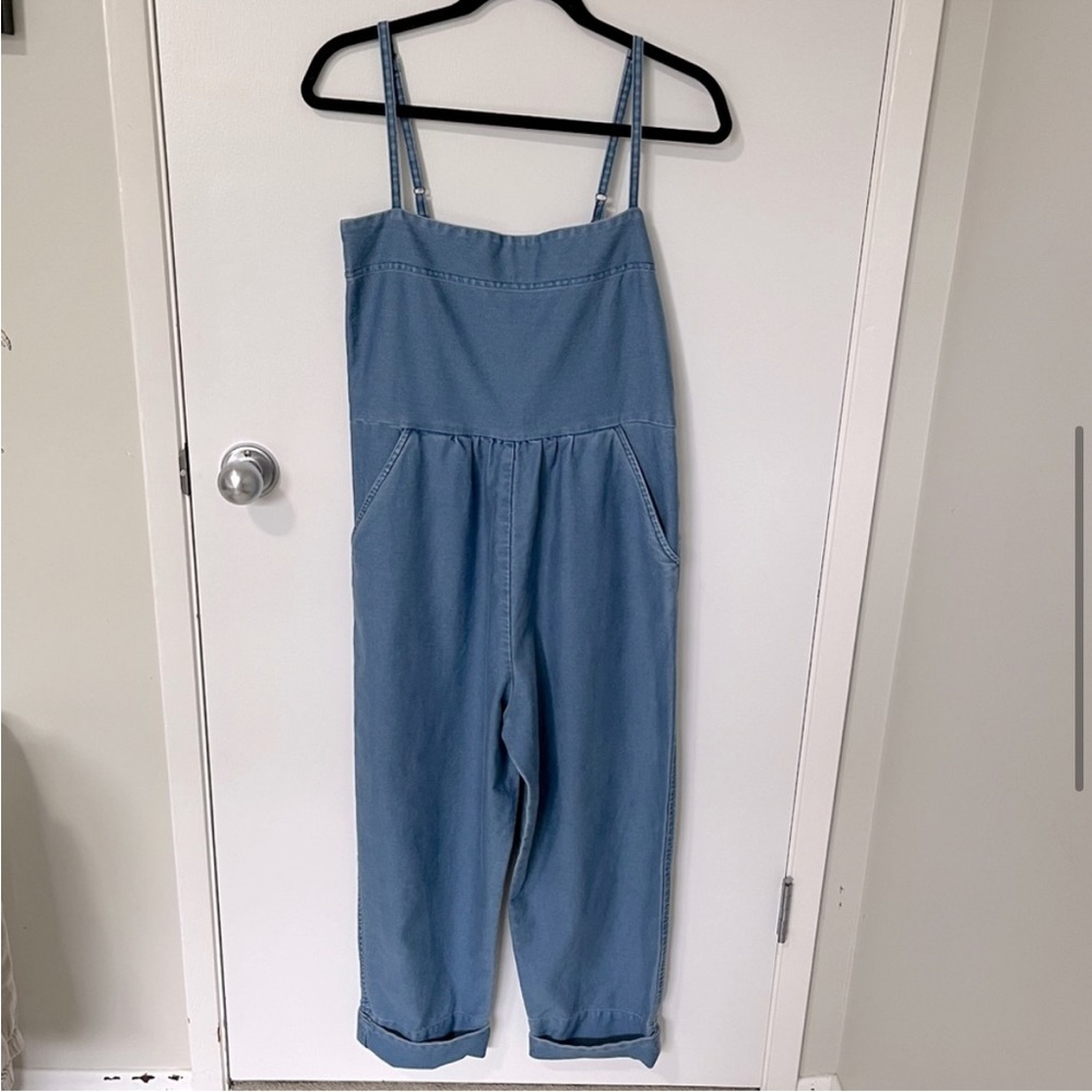 Caron Callahan Bethany Square Neck Sleeveless Denim Jumpsuit Blue LIKE NEW - Picture 10 of 16